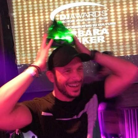 A winner celebrating with a DJ Award